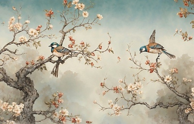 Панно AG-CB-006, Chinoiserie birds, Design Studio 3D